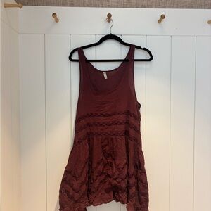 Free People Maroon Polka Dot Dress
